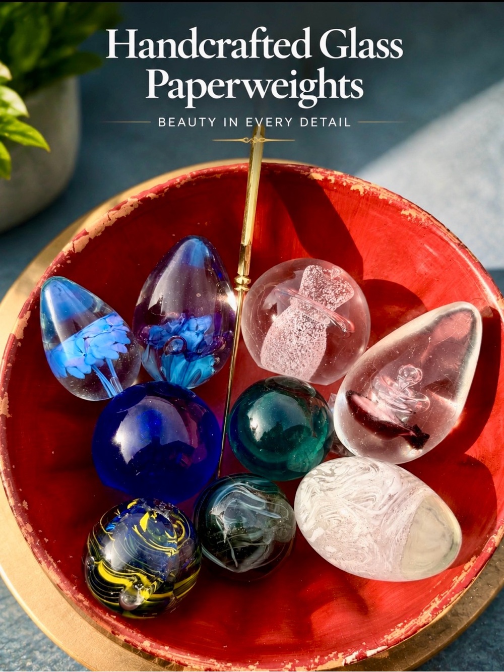 ✨ UNIQUE Handcrafted Art Glass Paperweights | Pick Your Favorite by Letter